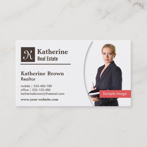 Customizable Modern, Monogram, Realtor, Real Estate, Photo Double-Sided Standard Business Cards (Pack Of 100)
