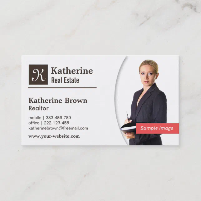 Modern, Monogram, Realtor, Real Estate, Photo Business Card | Zazzle