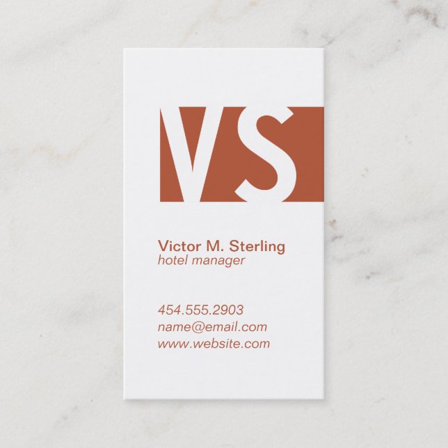 Modern Monogram (red brown) Business Card (Front)