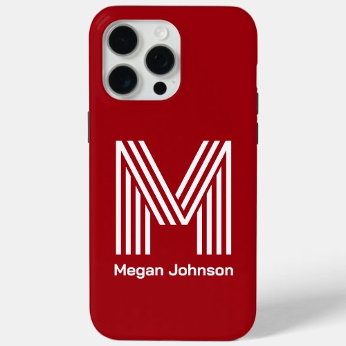 Modern Monogram Red iPhone 15 Pro Max Case