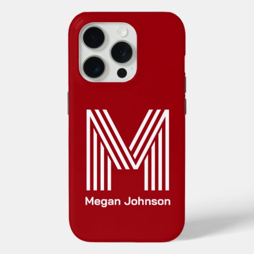 Modern Monogram Red iPhone 15 Pro Case