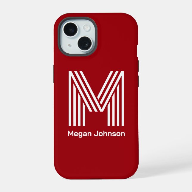 Modern Monogram Red Iphone Case (Back)