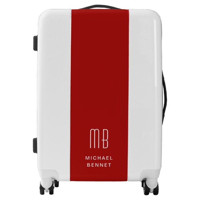 Modern Monogram Red Luggage (Front)