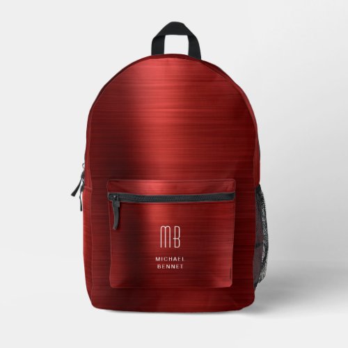 Modern Monogram Red Printed Backpack