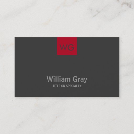 Customizable Modern Monogram Red Square Dark Business Card