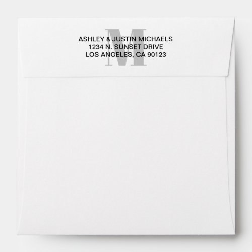 Modern Monogram  Return Address Envelope