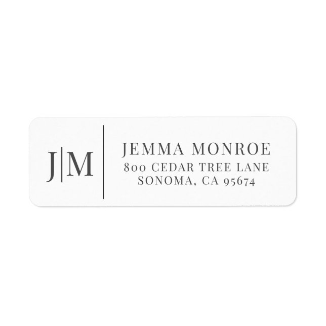 Modern Monogram Return Address Label (Front)