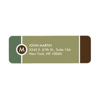 Modern Monogram Return Address Label - Green/brown by mazarakes at Zazzle