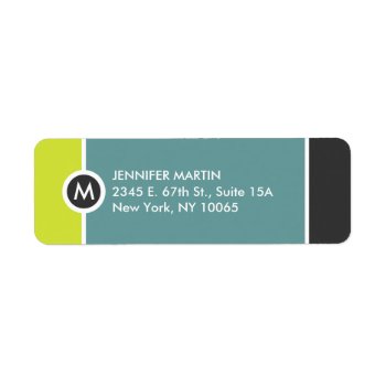 Modern Monogram Return Address Label - Yellow/gray by mazarakes at Zazzle