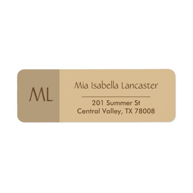 Modern Monogram Return Address Labels (Front)