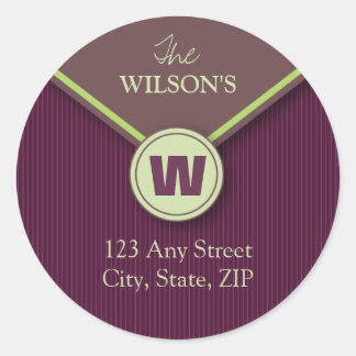 Modern Monogram Return Address Sticker (plum)