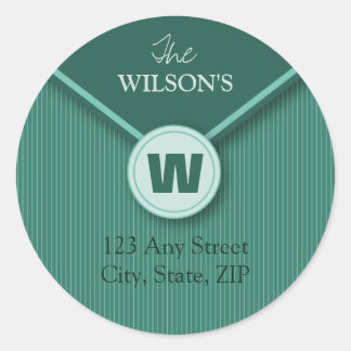 Modern Monogram Return Address Sticker (teal)