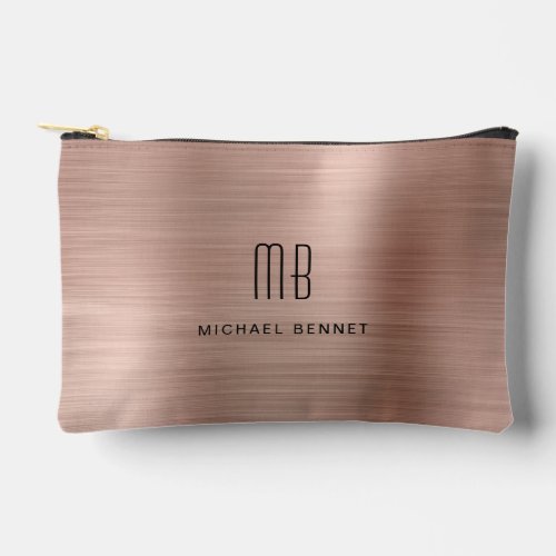 Modern Monogram Rose Gold Accessory Pouch