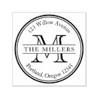 Modern Monogram Round Border Name Return Address