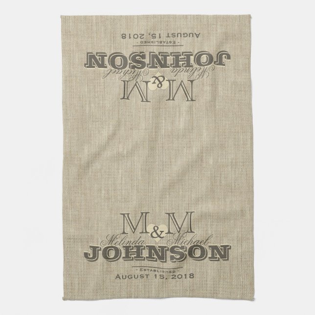 Modern Monogram | Rustic Beige Towel (Vertical)