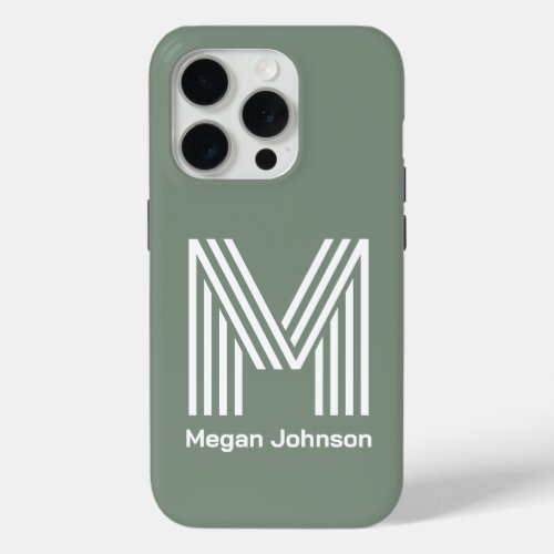 Modern Monogram Sage Green iPhone 15 Pro Case