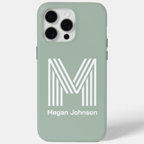 Modern Monogram Sage Green iPhone 15 Pro Max Case