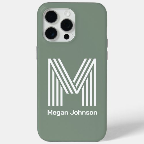 Modern Monogram Sage Green iPhone 15 Pro Max Case