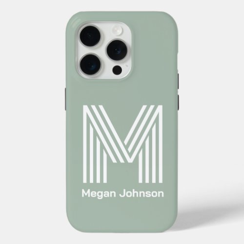 Modern Monogram Sage Green iPhone 15 Pro Case