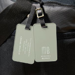 Modern Monogram Sage Green Luggage Tag<br><div class="desc">Modern Monogram Sage Green Luggage Tag.</div>