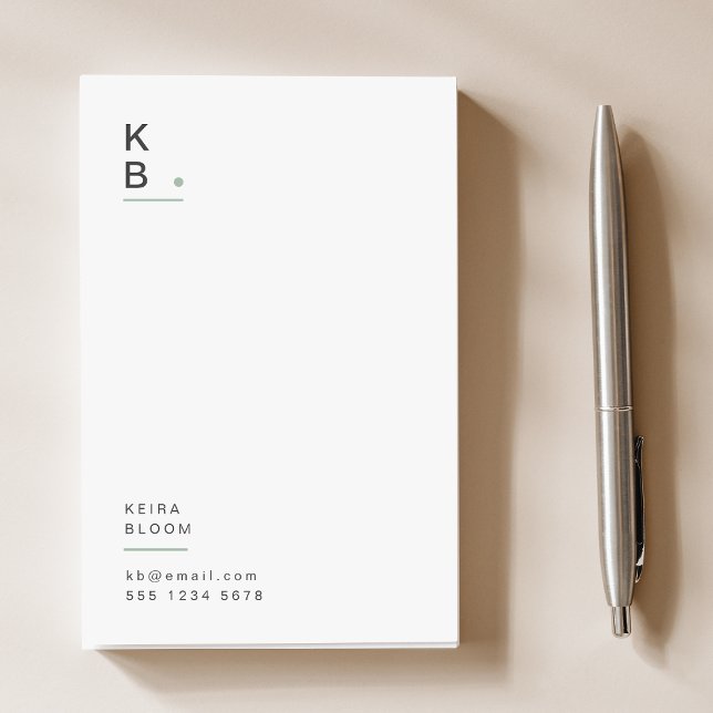 Modern Monogram Sage Green Minimal Scandi Post-it Notes (Creator Uploaded)