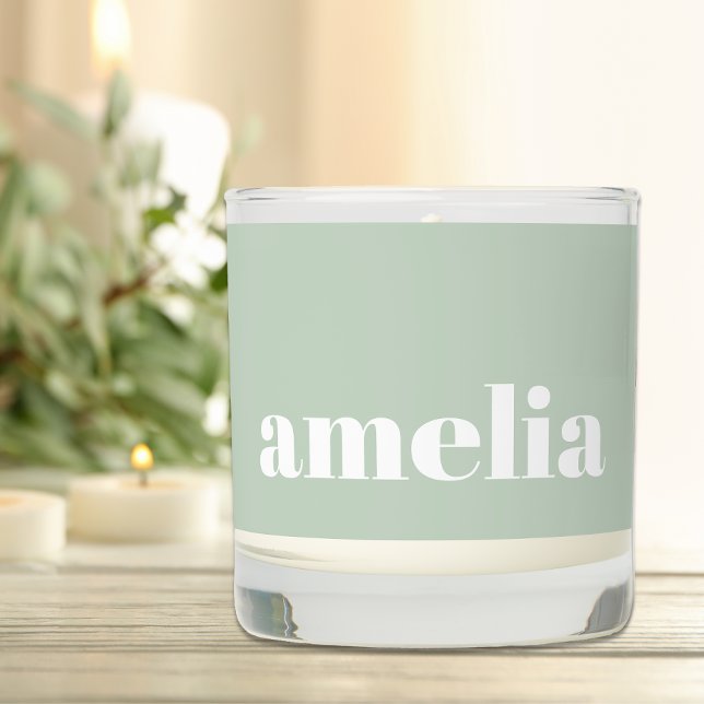 Modern Monogram Sage Green Scented Candle (Creator Uploaded)