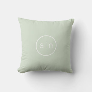 Modern Monogram Sage Green Throw Pillow
