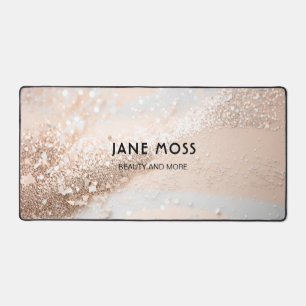 Modern, Monogram, Salon, Glitter (Imitate) Desk Mat