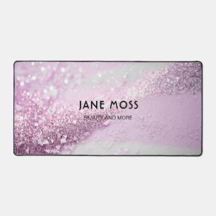 Modern, Monogram, Salon, Glitter (Imitate) Desk Mat