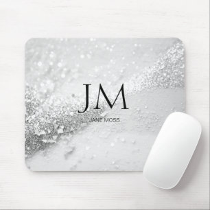 Modern, Monogram, Salon, Glitter (Imitate) Mouse Pad