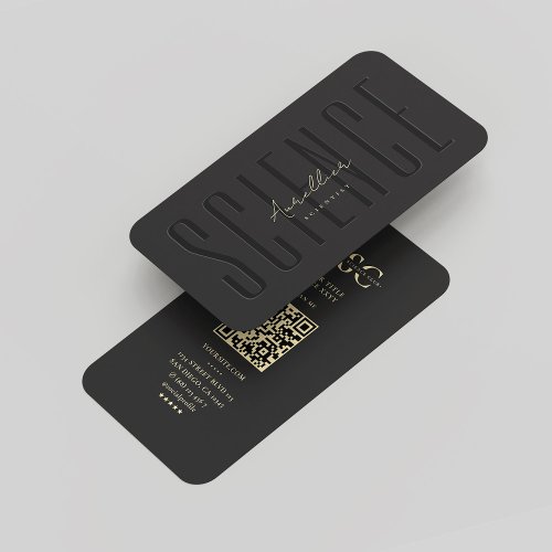 Modern Monogram Science Scientist Black Gold Business Card