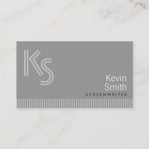 Modern Monogram Screenwriter Business Card
