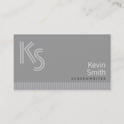 Customizable Modern Monogram Screenwriter Business Card