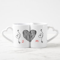 Modern Monogram Scribble Script Newlyweds Wedding Coffee Mug Set
