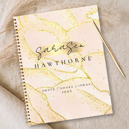 Modern Monogram Script Blush Pink Gold Foil Notebook