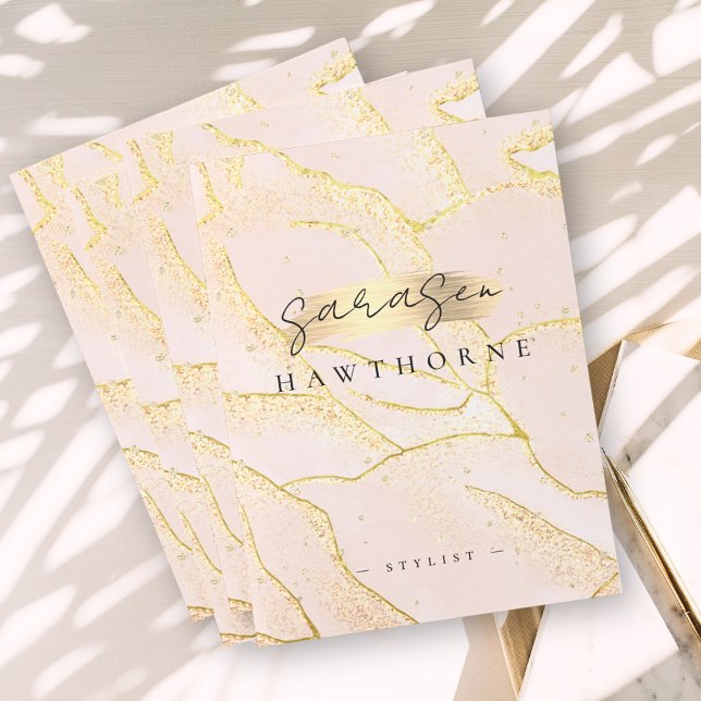 Modern Monogram Script Blush Pink Gold Foil Pocket Folder (Creator Uploaded)