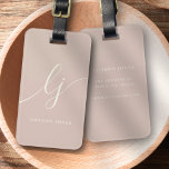 Modern Monogram Script Calligraphy Rose Pink Ivory Luggage Tag<br><div class="desc">Modern Monogram Script Calligraphy Dusty Rose Pink Ivory Script Initials Name luggage tag. Easy to customize elegant script typography monogram. Perfect monogrammed name gift idea!</div>
