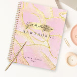 Modern Monogram Script Chic Girly Pink Gold Foil Planner<br><div class="desc">Modern Monogram Script Chic Girly Pink Gold Foil planner. Easy to customize elegant script typography monogram. Perfect monogrammed name gift idea!</div>