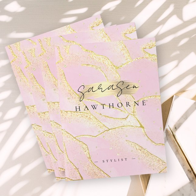 Modern Monogram Script Chic Stylish Pink Gold Foil Pocket Folder (Creator Uploaded)