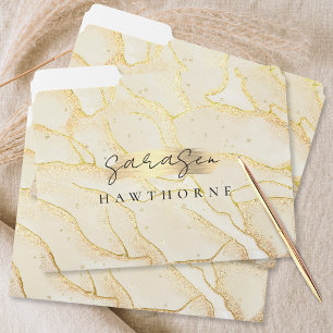 Modern Monogram Script Elegant Faux Gold Foil File Folder