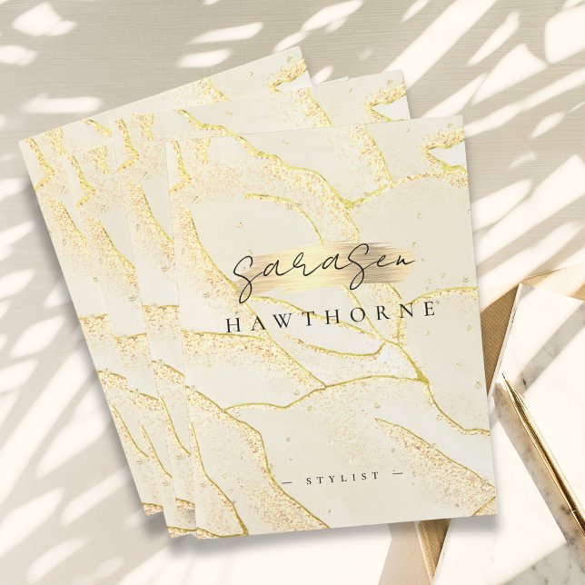 Modern Monogram Script Elegant Ivory Gold Foil Pocket Folder (Creator Uploaded)
