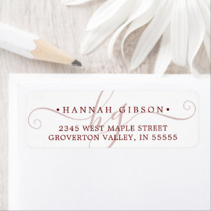 Modern Monogram Script Initials Burgundy Label