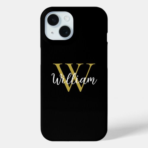 Modern Monogram Script Name iPhone 15 Case