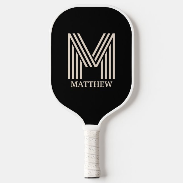 Modern Monogram Script Name Custom Color Pickleball Paddle (Front)