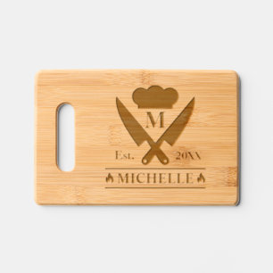 Modern Monogram Script Name Custom Cutting Board