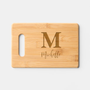 Modern Monogram Script Name Custom Engraved Cutting Board