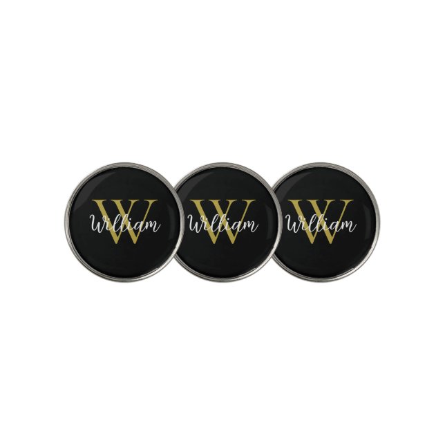 Modern Monogram Script Name Golf Ball Marker (3 Up)