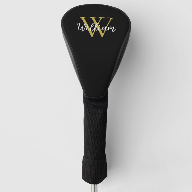 Modern Monogram Script Name Golf Head Cover (Front)