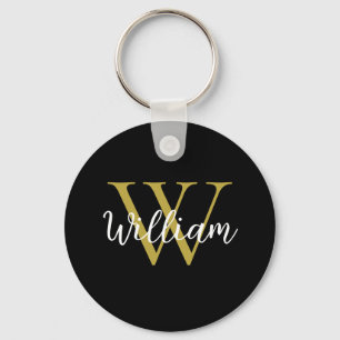 Modern Monogram Script Name Keychain