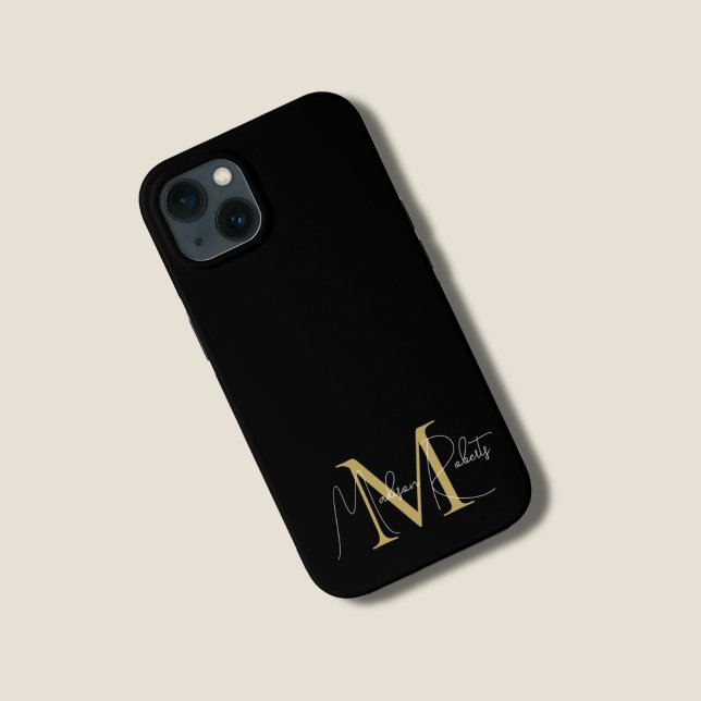  Modern monogram script name logo black Case-Mate iPhone Case (Creator Uploaded)